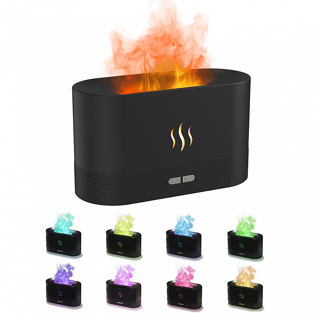 Светодиодный USB увлажнитель-ароматизатор Flame RGB, черный с логотипом в Сочи заказать по выгодной цене в кибермаркете AvroraStore